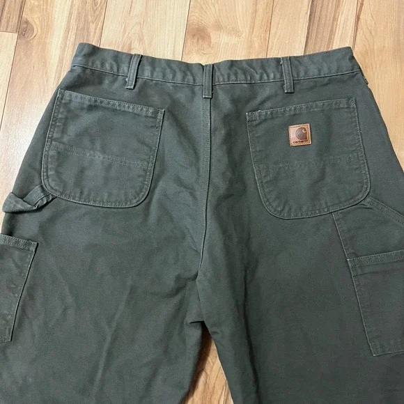 Carhartt B111 MOS Canvas Flannel Lined Carpenter Pants 38 X 30 Original Fit Gorp - Picture 8 of 9